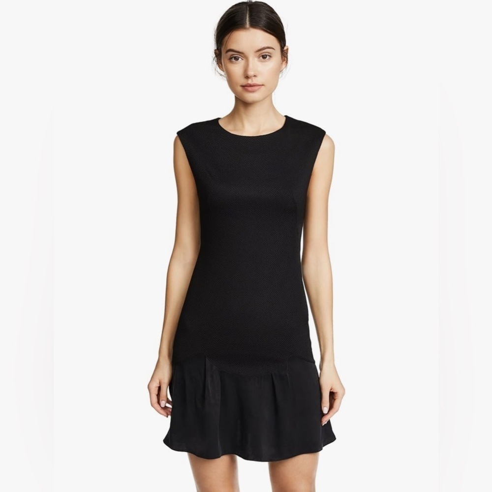 REBECCA TAYLOR Stacy Fit-&-Flare Flounce Black Dress. size 6 women’s work or fun